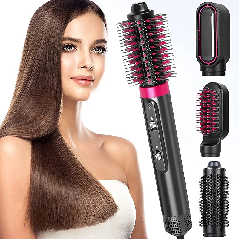 Hair Dryer Brush 4 In 1 Professional Blow Hairdryer Comb Hair Straightener  Detachable Anion Hot Air Brush Hair Curler For Women - Hot-air Brushes -  AliExpress
