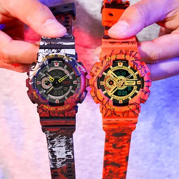 BASID-reloj deportivo de una pieza para hombre, resistente al agua, de pulsera de lujo, relojes digitales de estilo G, a la moda 2