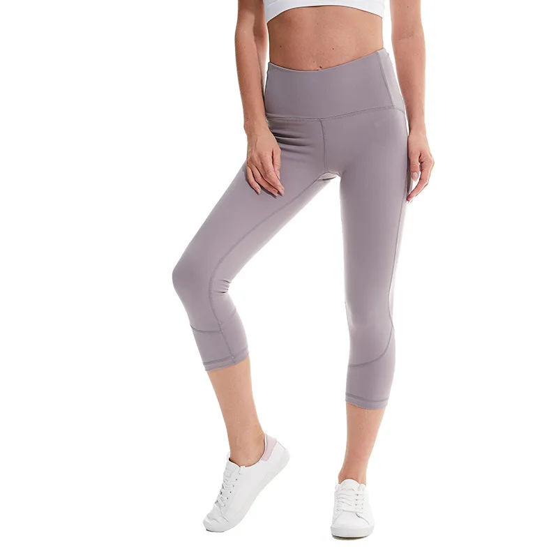 

New Style Yoga Sports Capri Pants Women's High-waisted Buttock Lifting Running Fitness Leggings Chinlon Ultra-stretch Yoga Pants