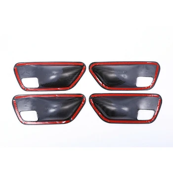 

Cover Door Handle Bowl Sticker Accessories Car Auto 4Pcs Interior Carbon Fiber Black