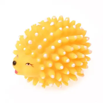 

Yellow Vinyl Rubber Hedgehog Shaped Squeaky Chew Toy for Pet Dog