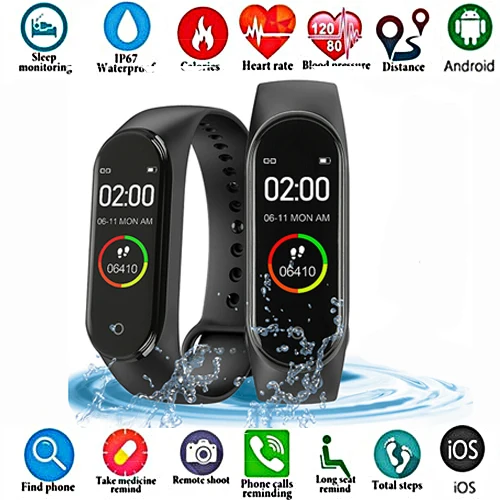 

New Smart Color Screen M4 Watch New label High Quality Blood Pressure Monitor Men And women Sports Tracker Pedometer Bracelet