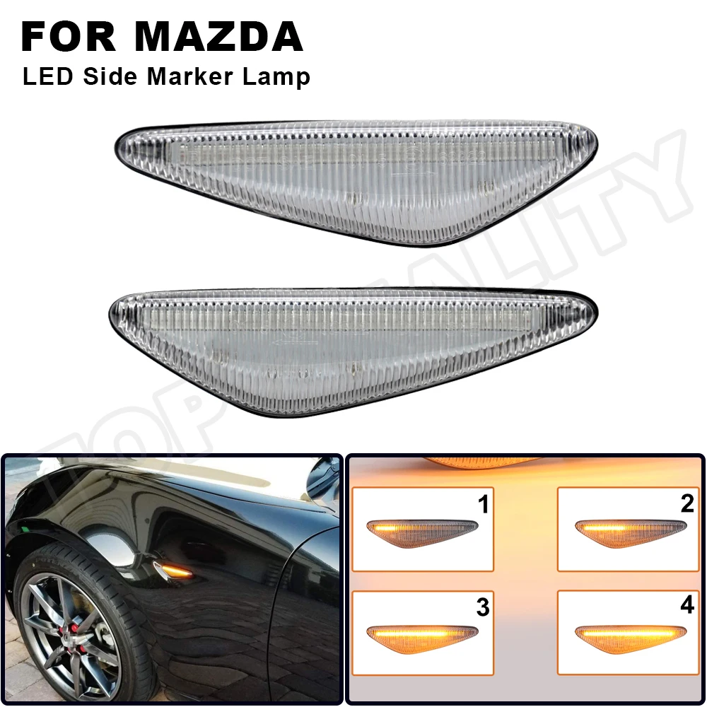 Clear Lens LED Side Marker Indicator Light For Mazda Miata MX5 ND RX 8