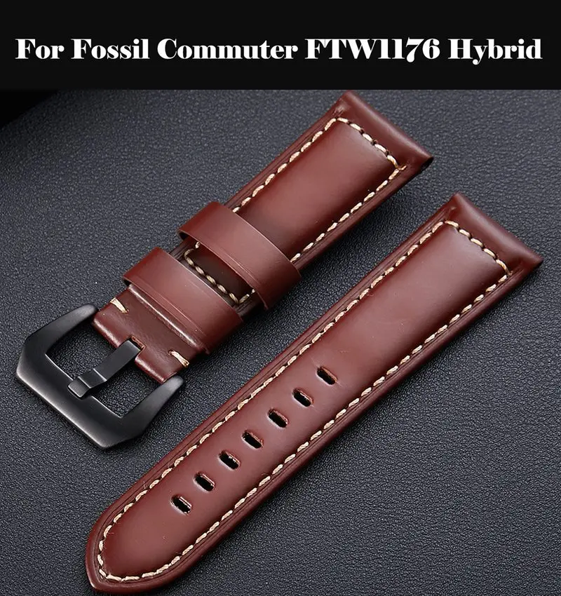 

20 22 26 MM Genuine Leather watch band smart watch accessories bracelet strap band For Fossil Commuter FTW1176 Hybrid