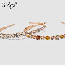 Girlgo ZA Для женщин с украшением в виде кристаллов разноцветные повязка на голову полный горный хрусталь Блестящий головная повязка, аксессуары для волос, ювелирные изделия, подарок девушке на свадьбу