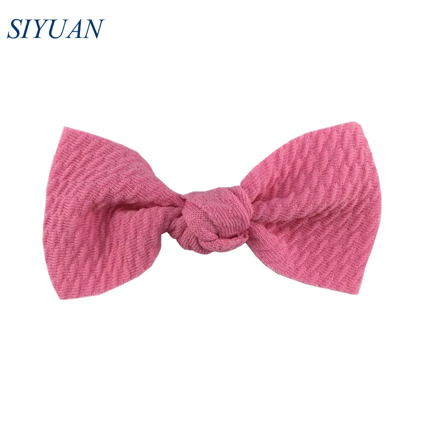 17-m pink 50 шт./лот летние Цвет 3,2 ''в крепированную полоску вафельный бант для волос с/без клипсы DIY Бутик аксессуаров для волос HDJ158 - Цвет: 17-m pink