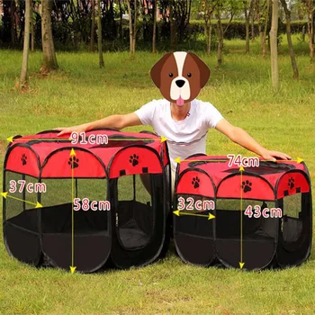 

Pet Bed Portable Pet Tent Folding Dog House Cage Dog Cat Tent Playpen Puppy Kennel Easy Operation Octagonal Fence DropShipping