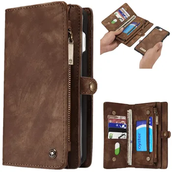 

Luxury Zipper Wallet for Apple iPhone 8 Plus Case Coque iPhone 8Plus Case 2IN1 Flip Cover for iPhone 6 6s 7 8 Plus Case iPHone6
