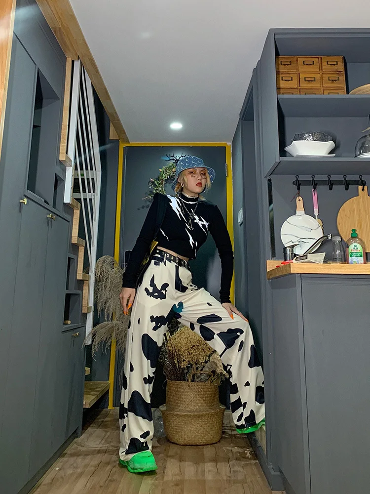 XUXI Comfortable Cow Wide Leg Pants Directly Canister Thin Woman Leisure Pants To Mop The Floor White Sweatpants FZ0137