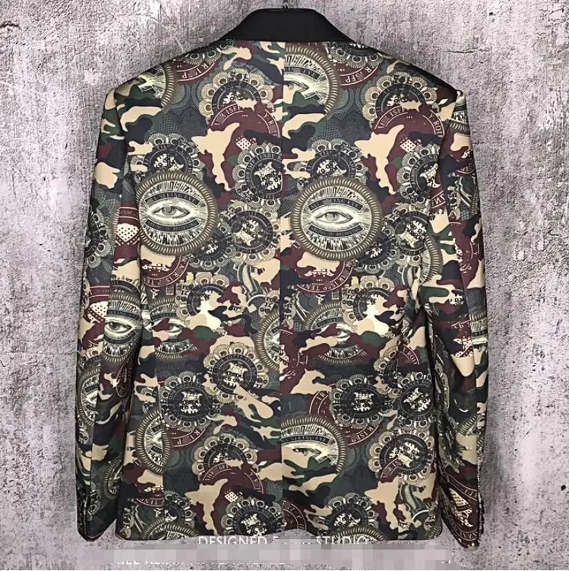 S-6XL! Летние Новые мужские Клубные камуфляжные костюмы в стиле хип-хоп для гостей куртки