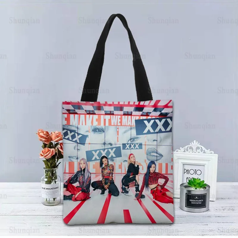 KPOP MAMAMOO Handbag Foldable Shopping Bag Reusable Eco Large Unisex Canvas Fabric Shoulder Bags Tote Grocery Cloth Pouch 0512 