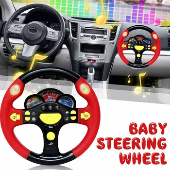 

Children's Toy Simulation Red Steering Wheel Copilots Driver Early Education Learn Light Sound Toys for Baby Kid Gift