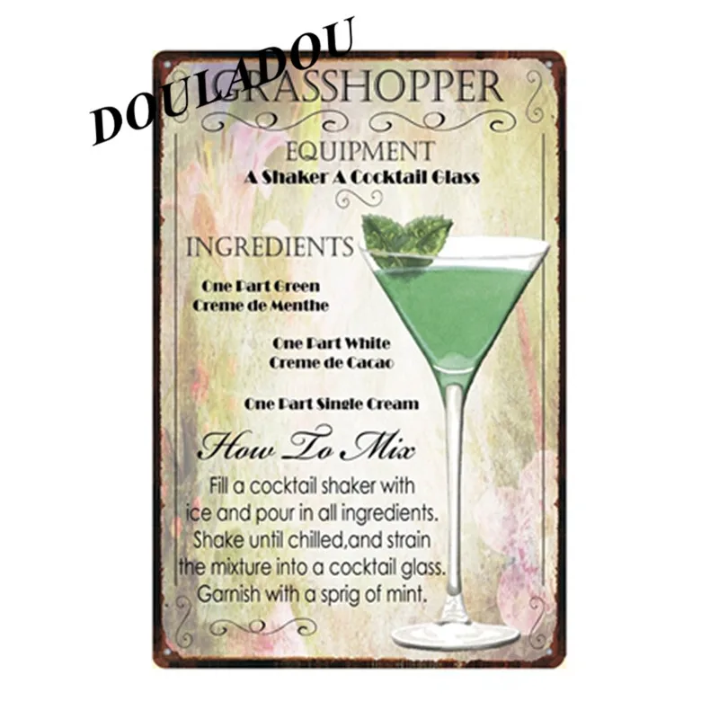 [Douladou] Cocktail Lounge Mai Tai Наклейка на стену жестяная вывеска металлическая вывеска Маргарита GIN FIZZ винтажная картина для паба магазин плакат 20x30 см - Цвет: 16