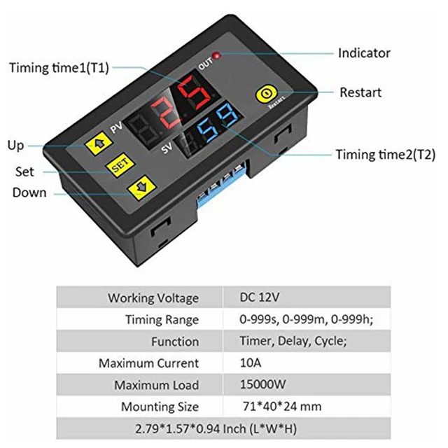 Taille mini LCD numérique 220V commande programmable des relais de