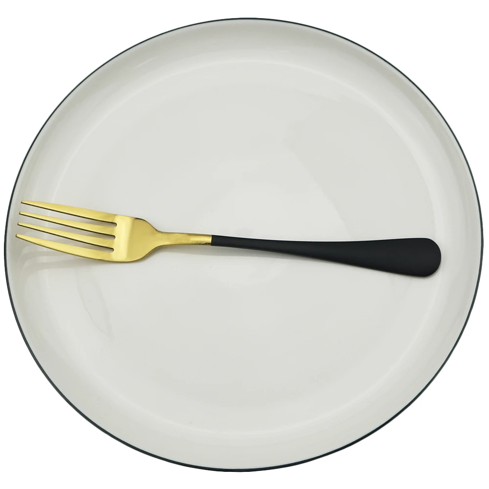 black dinner fork Черное золото столовая посуда 18/10 нержавеющая сталь набор столовых приборов Рождественский столовый набор нож вилка, ложка, посуда аксессуары для дома и кухни - Цвет: black dinner fork