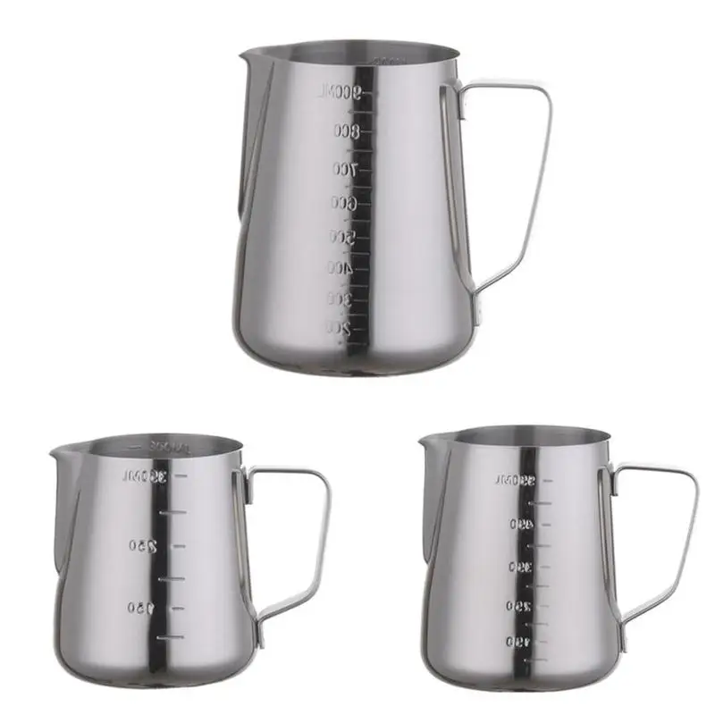 

1pc Thick Stainless Steel With Graduated Measuring Cup Tip Mouth Pull Flower Cup Pull Flower Pot Milk Foam Pot Fancy Coffee