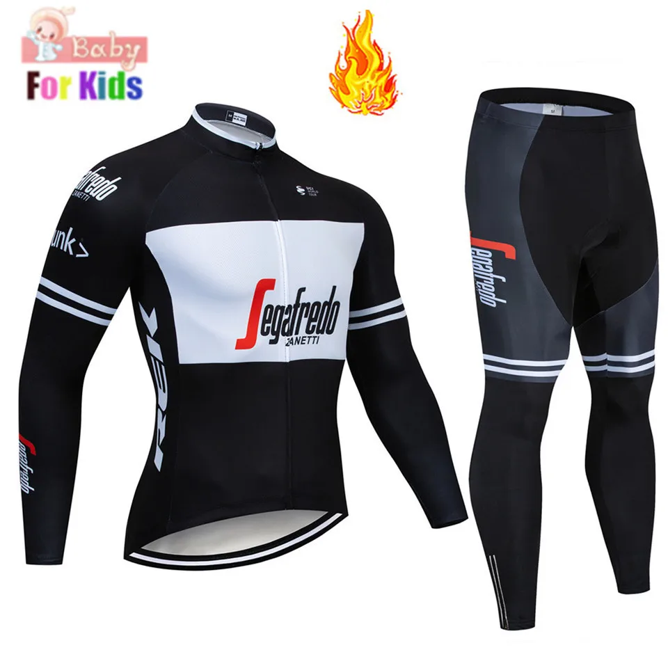 Детский спортивный костюм с длинными рукавами для велоспорта, комплект из Джерси для горного велоспорта, зимняя велосипедная форма, теплая флисовая велосипедная одежда для детей - Цвет: 5
