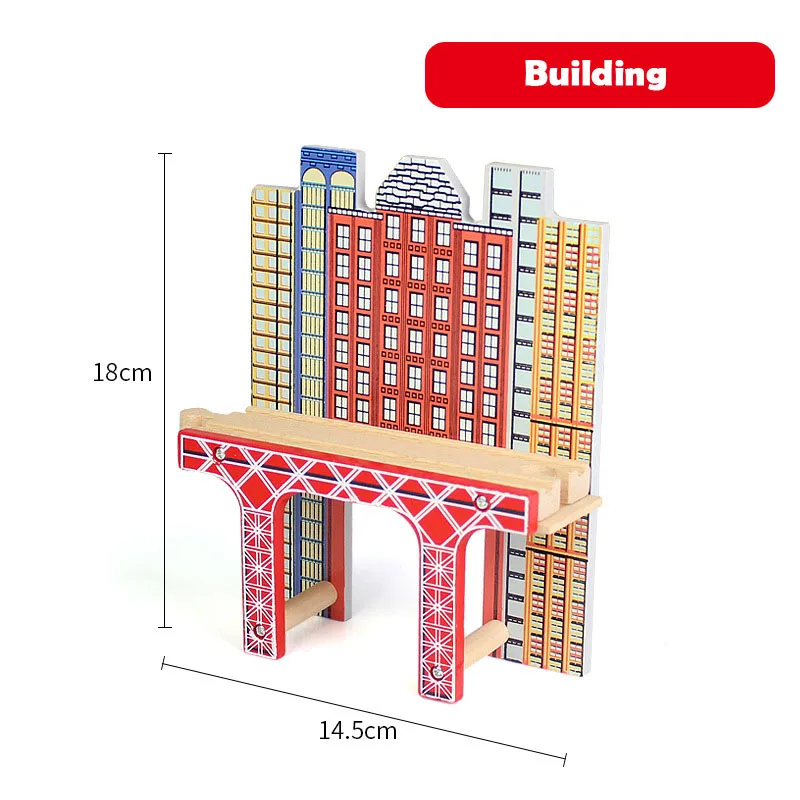 Wooden Track Railway Accessories Bridge Train Station Tunnel Cross Compatible All Brands Wood Track Educational Toys for Kids 23