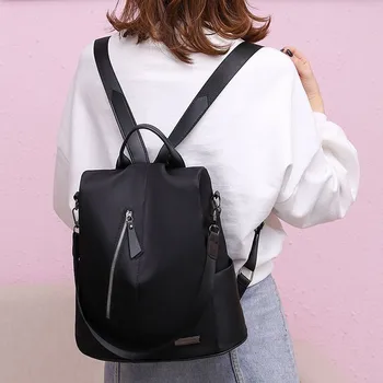 

travel backpacks waterproof anti theft Women's Outdoor Solid Color Nylon Multi-Function Backpack Shoulder Bag #G2