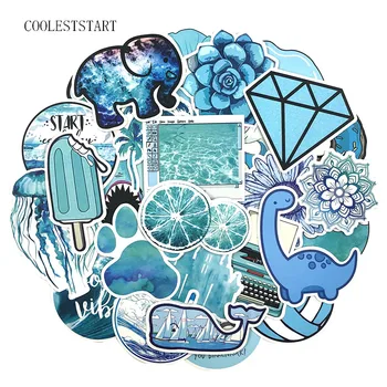 

50Pcs/set Blue Fresh Decal Stickers For Refrigerator Motorcycle Skateboards Laptop Luggage Pegatinas Bicycle Toy