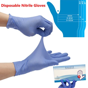 

100Pcs Nitrile Disposable Gloves Powder Free Rubber Latex Exam Gloves Non Sterile Ambidextrous Comfortable Industrial Gloves