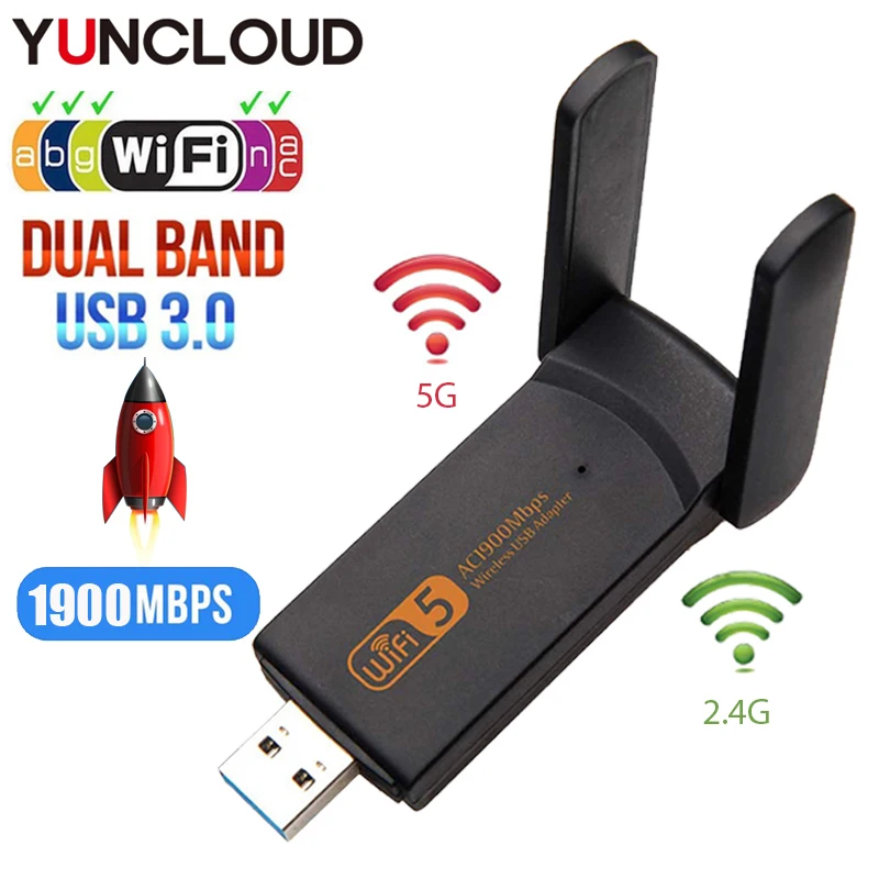 

Wifi Adapter 1900M 2.4G 5G Dual Band Wifi USB 3.0 Fee Driver LAN Ethernet 1200M Network Card wireless Wifi Dongle Antenna For PC