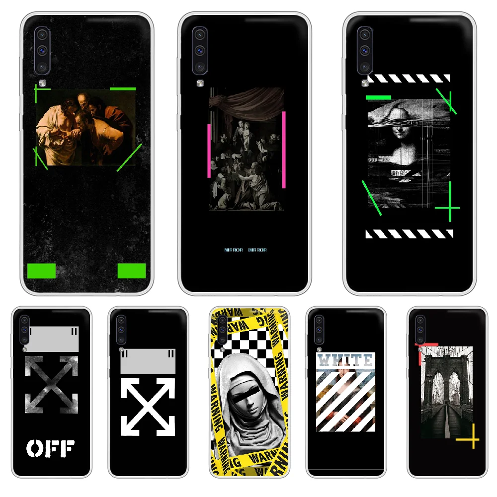 

Fashion off white art Tide Phone Case cover For XIAOMI Redmi Note 3 4 5 6 7 8 9 9s Pro max 8T 4X transparent hoesjes 3D bumper