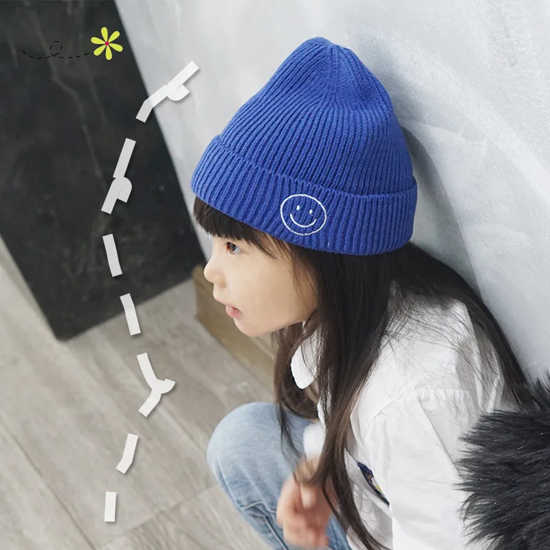 

Autumn And Winter South Korea Children Warm Wool INS Smiley Candy-Colored CHILDREN'S Knitted Hat Baby Versatile Skullcap