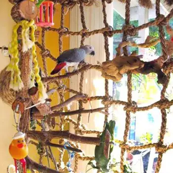 

Parrot Climbing Net Hemp Rope PET Toy Hammock Swing Parrot Hanging Rope Stand Net Swing Play Rope Ladder Macaw Cage Delicate