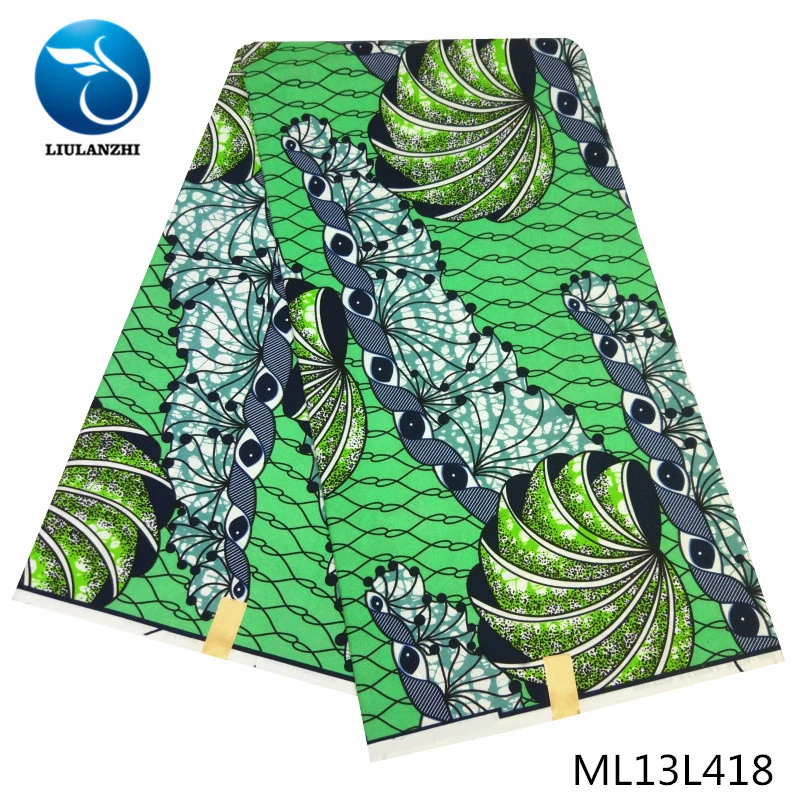 ML13L418 LIULANZHI африканский восковой материал для женщин платья Анкара полиэстер Принты Ткань 6 ярдов настоящий воск африканская ML13L411-427 - Цвет: ML13L418
