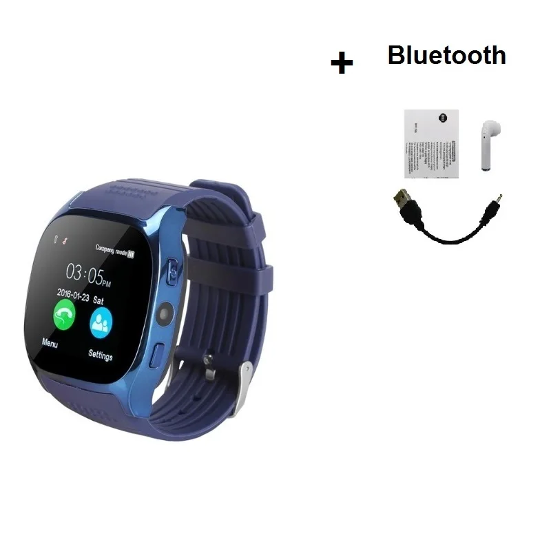 Blue with BT Stepfly T8 Bluetooth Смарт часы с камерой Facebook Whatsapp поддержка SIM TF карты вызова Smartwatch для телефона Android PK DZ09 Q18 - Цвет: Blue with BT
