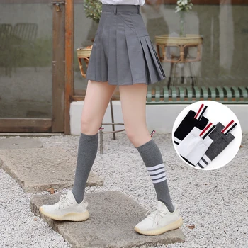 

Spring autumn new style women's socks Thin Cotton knee high socks Show thin Calf socks lovely JK thigh high socks women 3 Pair