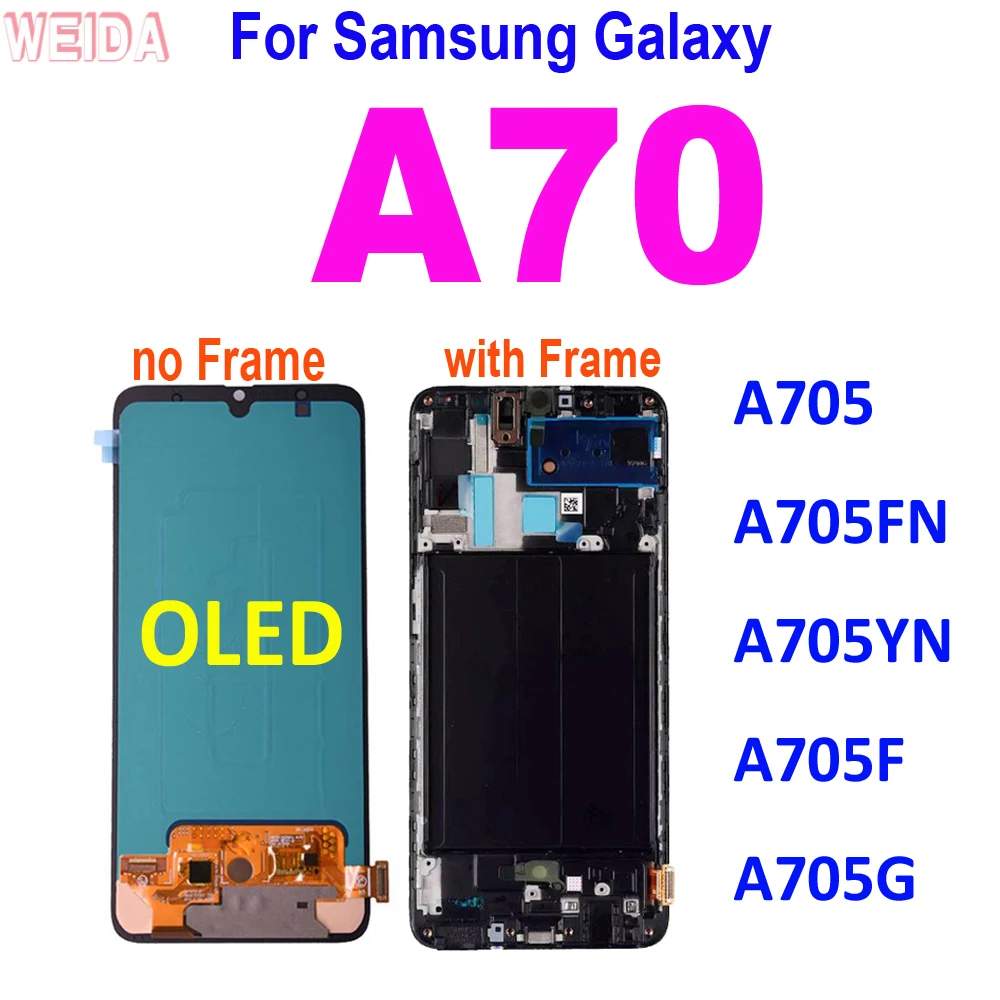 

ЖК-дисплей Super Amoled A705 для Samsung A70 LCD A705 A705FN A705YN A705F A705G ЖК-дисплей сенсорный экран дигитайзер в сборе рамка