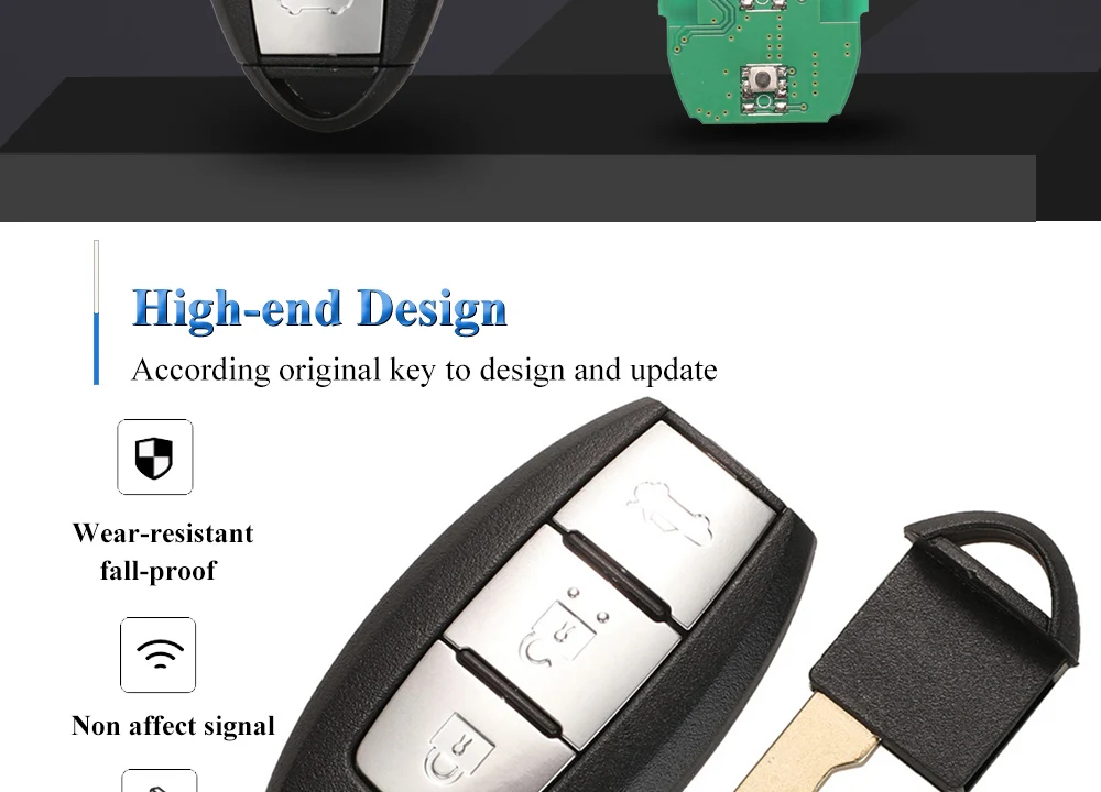 Jingyuqin TWB1G694 3BTN 433MHz ID46 Proximity Keyless Smart-Remote-Key Fob für Nissan Lannia Sentra NV200 Bulebird SYLPHY Versa – Detail 15