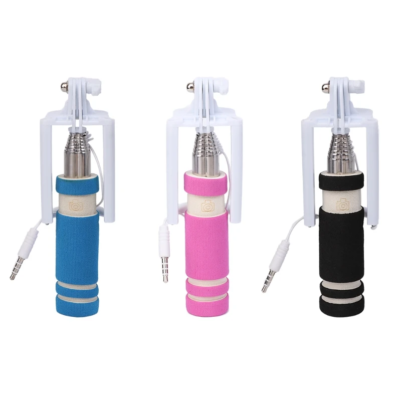 

Color Patchwork Mini Portable Wire Control Selfie Stick For Mobile Cell Phone