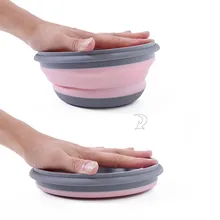 3 шт складной силиконовый Ланч-бокс переносная миска цветной складной контейнер для еды Ланч-бокс набор столовой посуды для кухни розовый, зеленый