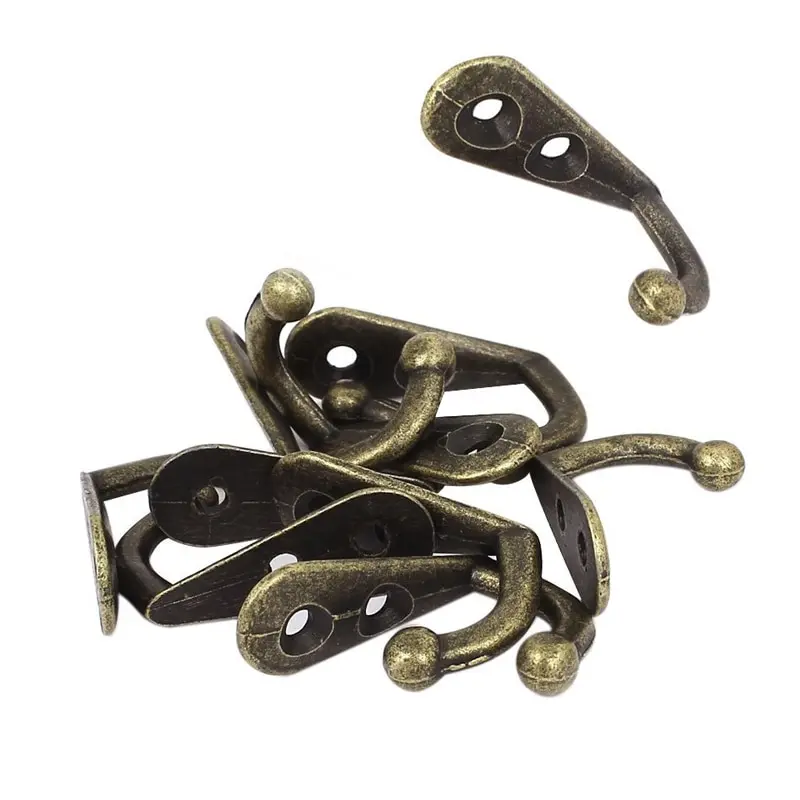 10pcs/set Zinc Alloy Bronze Vintage Style Wall Mounted Single Hook