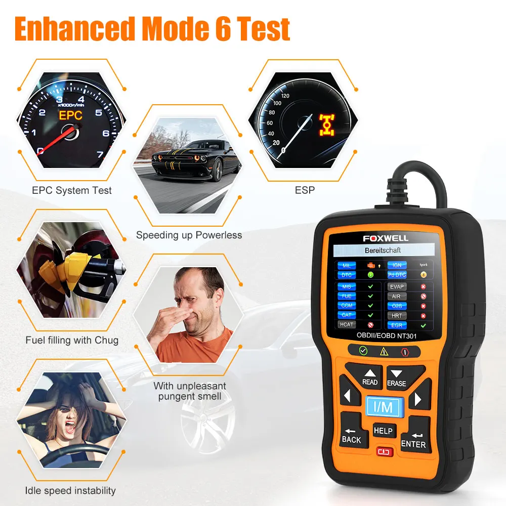 Foxwell NT301 OBD2 EOBD Scanner Professional Enhanced, 60 OFF