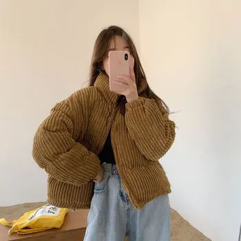 

Alien Kitty 2020 Winter Fresh Corduroy Loose Zipper Thicken Oversize Warm Women Jackets Solid Outwear Casual Tops All-Match Coat
