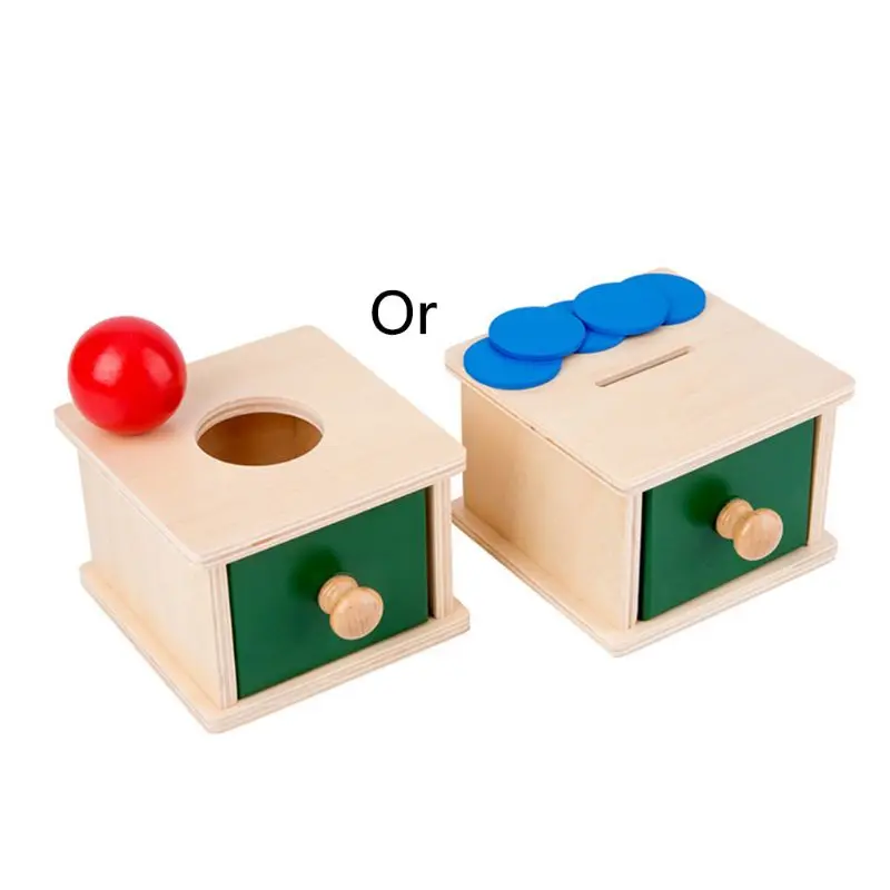 

Infant Toddler Wooden Coin Ball Matching Box Montessori Tools for Baby Children