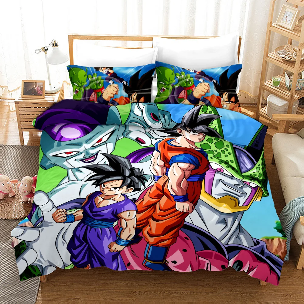 Комплект постельного белья с 3D рисунком, с принтом Dragon Ball, детская кровать для взрослых, набор пододеяльников, набор пододеяльников, двуспальный размер, наволочки, одеяло, постельное белье - Цвет: 02