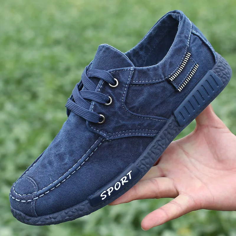 Buy Canvas Men Shoes Sneakers Denim New Footwear Male Breathable Hot Spring Lace-Up Plimsolls Vy8yVdZey