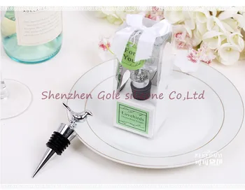 

Freeshipping 500pcs Love bird chrome wine bottle stopper Wedding bridal shower party favor guest gift