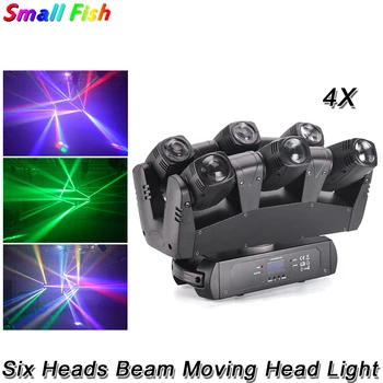 

4pcs 6X10W Six Heads Beam Moving Head Light RGBW 4in1 LEDs Disco Light Professional Stage Spot For DJ Dance Party KTV Xmas Bar
