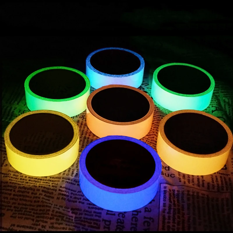 Cinta autoadhesiva con brillo reflectante para escaleras cinta luminosa fluorescente, tiras de luz de colisión para Bar