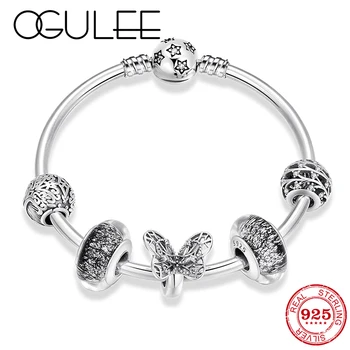 

Authentic 925 Sterling Silver Breath of Spring Friendship Bracelets Bangles for Women CZ and Murano Beads Bracelet Femme Jewelry