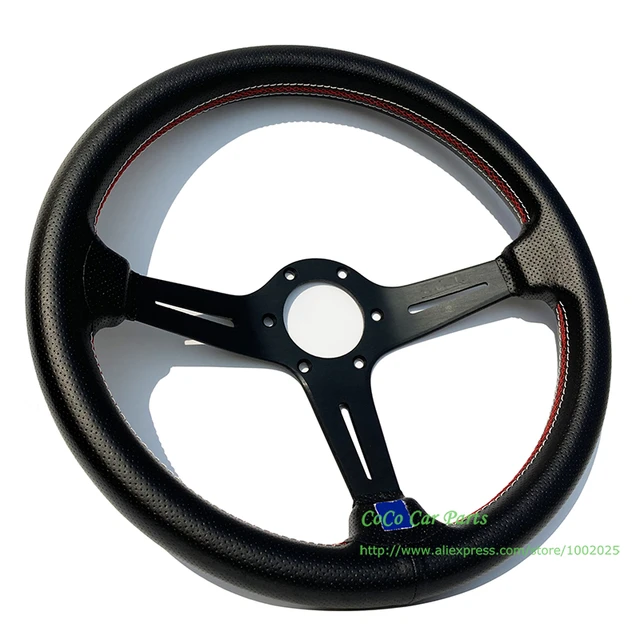 350mm/14in für SPARCO Stil 6 Deep Dish Schwarz Leder Racing Lenkrad W/ Horn  - AliExpress