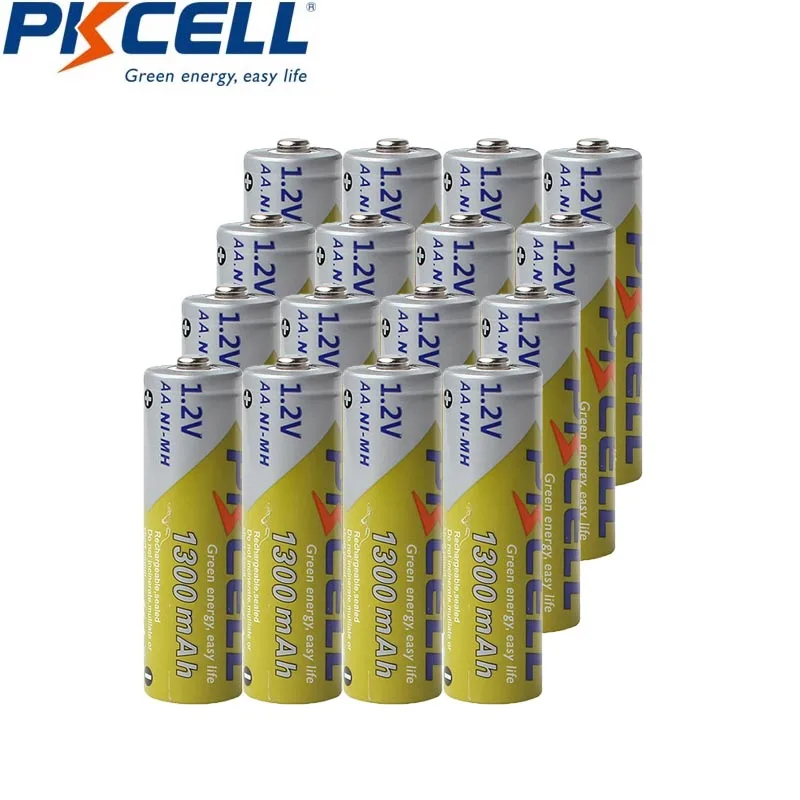 16Pcs PKCELL AA Rechargeable Battery 1.2V NIMH 1300mah Batteries Charge