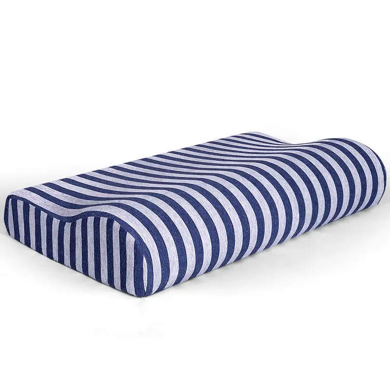 dark blue Полосатая Подушка для сна, Ортопедическая подушка с эффектом памяти для мужчин и женщин, милая Подушка для сна - Цвет: dark blue