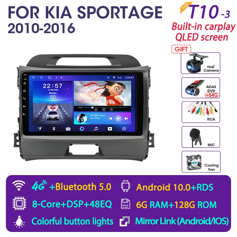 Srnubi Android 10 2 din Car Radio Multimedia RDS DSP IPS Video Player For KIA Sportage3 2010-2016 GPS Navigation Autoradio DVD car media player hdmi Car Multimedia Players